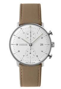 Juwelier Schell 175313 Junghans Max Bill Armbanduhr Chronoscope Silber/Beige 27450202