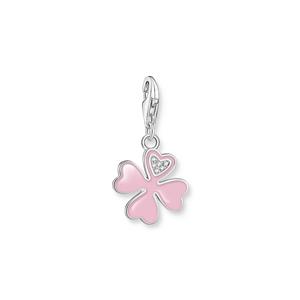 Juwelier Schell 170886 Thomas Sabo Charm-Anhänger pinkes Kleeblatt mit weißen Steinen 2022-041-9